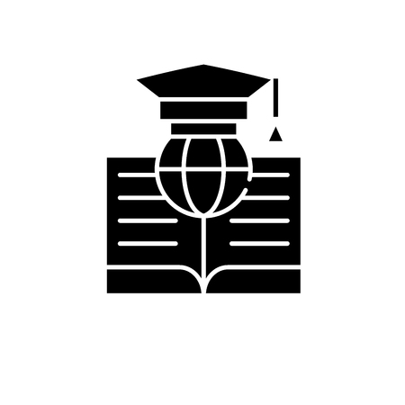 Global study black icon, concept vector sign on isolated background. Global study illustration, symbolのイラスト素材