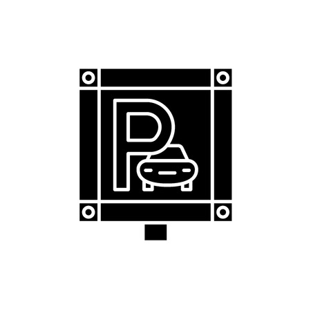 Parking place black icon, concept vector sign on isolated background. Parking place illustration, symbolのイラスト素材