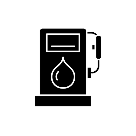 Gas station black icon, concept vector sign on isolated background. Gas station illustration, symbolのイラスト素材