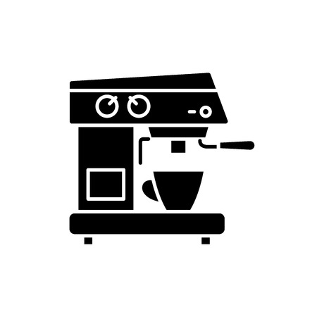 Coffee machine black icon, concept vector sign on isolated background. Coffee machine illustration, symbolのイラスト素材