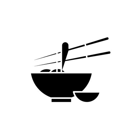 Noodles black icon, concept vector sign on isolated background. Noodles illustration, symbolのイラスト素材