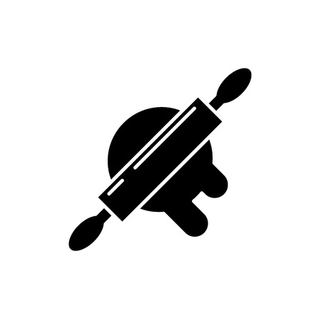 Dough preparation black icon, concept vector sign on isolated background. Dough preparation illustration, symbolのイラスト素材