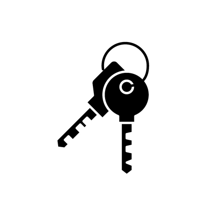 Apartment keys black icon, concept vector sign on isolated background. Apartment keys illustration, symbolのイラスト素材