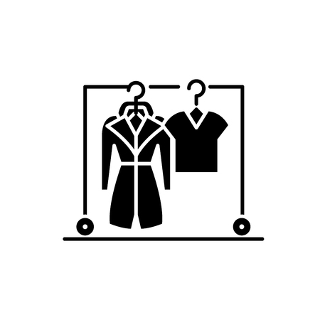 Wardrobe black icon, concept vector sign on isolated background. Wardrobe illustration, symbolのイラスト素材