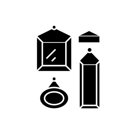Picture gallery black icon, concept vector sign on isolated background. Picture gallery illustration, symbolのイラスト素材