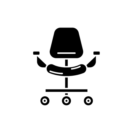 Ergonomic chair black icon, concept vector sign on isolated background. Ergonomic chair illustration, symbolのイラスト素材