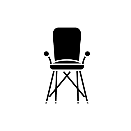 Baby chair in room black icon, concept vector sign on isolated background. Baby chair in room illustration, symbolのイラスト素材