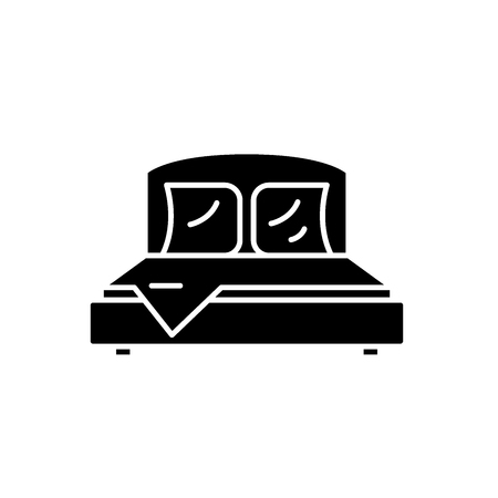 Bedroom black icon, concept vector sign on isolated background. Bedroom illustration, symbolのイラスト素材