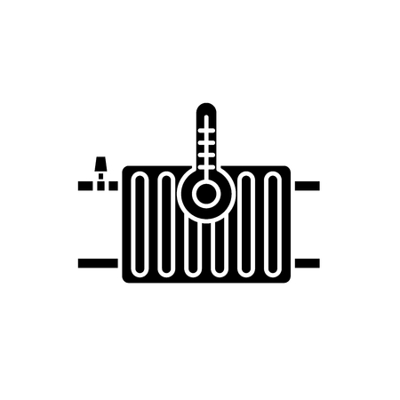Heating radiators black icon, concept vector sign on isolated background. Heating radiators illustration, symbolのイラスト素材