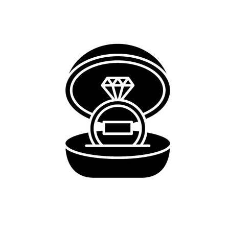 Marriage ceremony black icon, concept vector sign on isolated background. Marriage ceremony illustration, symbolのイラスト素材