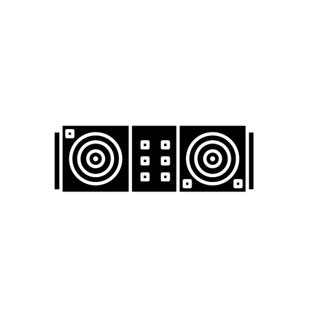 Dj desk black icon, concept vector sign on isolated background. Dj desk illustration, symbolのイラスト素材