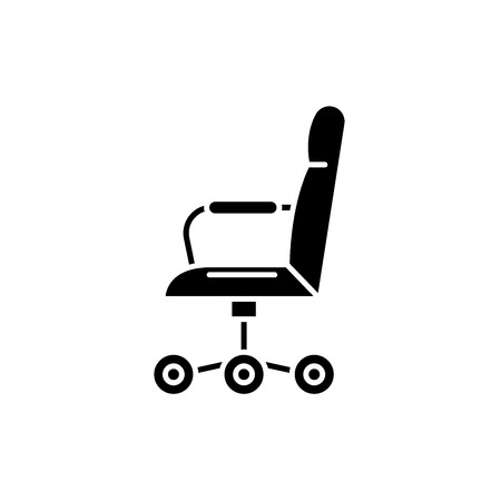 Office chair from the side black icon, concept vector sign on isolated background. Office chair from the side illustration, symbolのイラスト素材