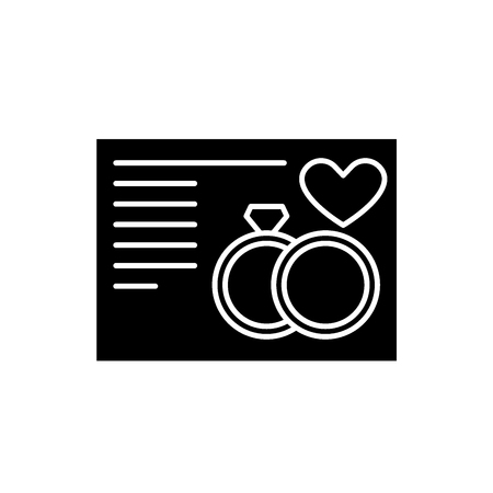 Wedding card black icon, concept vector sign on isolated background. Wedding card illustration, symbolのイラスト素材