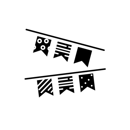 Decoration flags black icon, concept vector sign on isolated background. Decoration flags illustration, symbolのイラスト素材