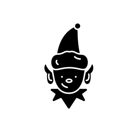 Christmas elf black icon, concept vector sign on isolated background. Christmas elf illustration, symbolのイラスト素材