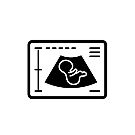 Pregnancy ultrasound black icon, concept vector sign on isolated background. Pregnancy ultrasound illustration, symbolのイラスト素材