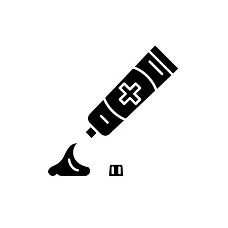 Toothpaste black icon, concept vector sign on isolated background. Toothpaste illustration, symbolのイラスト素材