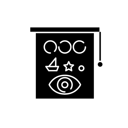 Eyesight check black icon, concept vector sign on isolated background. Eyesight check illustration, symbolのイラスト素材
