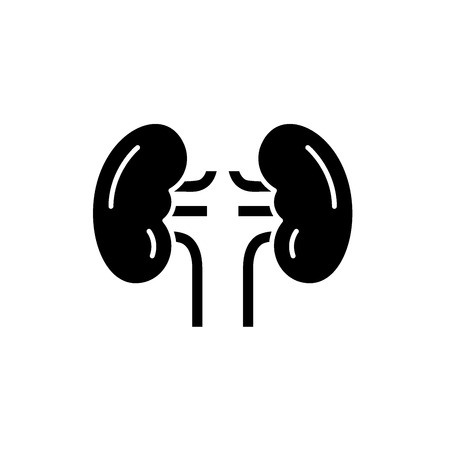 Kidney black icon, concept vector sign on isolated background. Kidney illustration, symbolのイラスト素材