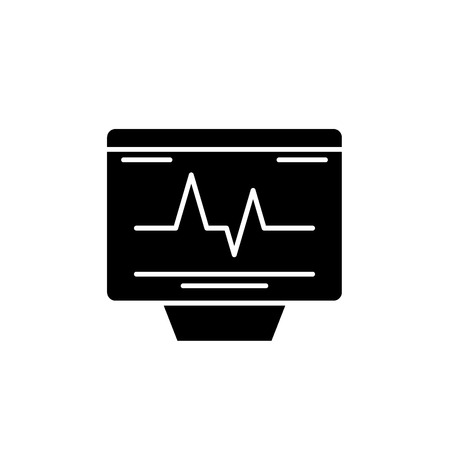 Cardiovascular check black icon, concept vector sign on isolated background. Cardiovascular check illustration, symbolのイラスト素材