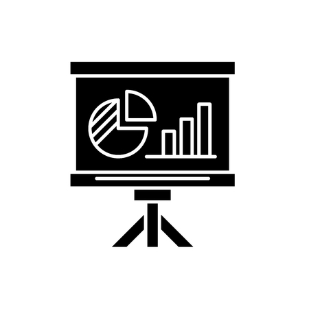 Presentation board black icon, concept vector sign on isolated background. Presentation board illustration, symbolのイラスト素材