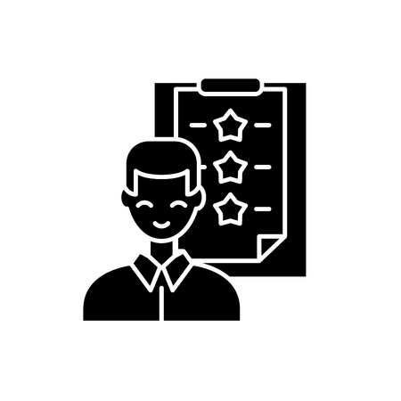 Professional testing black icon, concept vector sign on isolated background. Professional testing illustration, symbolのイラスト素材