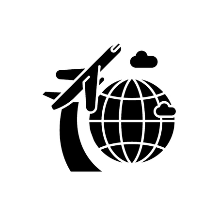 Around the world black icon, concept vector sign on isolated background. Around the world illustration, symbolのイラスト素材