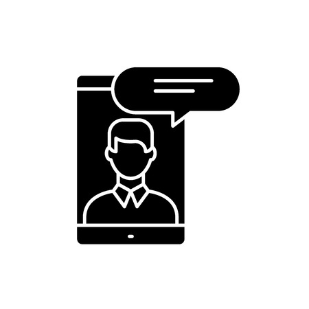 Mobile conversation black icon, concept vector sign on isolated background. Mobile conversation illustration, symbolのイラスト素材