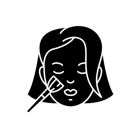 Woman makeup black icon, concept vector sign on isolated background. Woman makeup illustration, symbolのイラスト素材