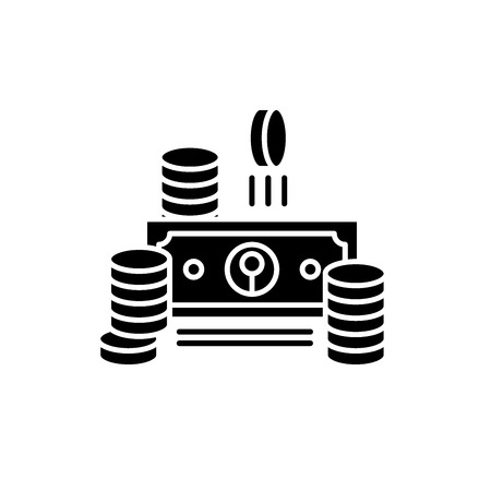 Cash black icon, concept vector sign on isolated background. Cash illustration, symbolのイラスト素材