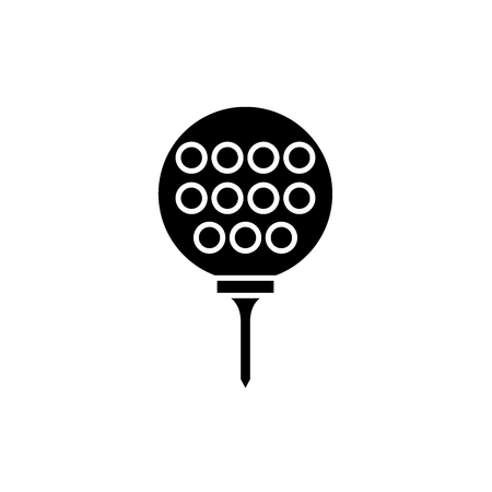 Golf ball black icon, concept vector sign on isolated background. Golf ball illustration, symbolのイラスト素材