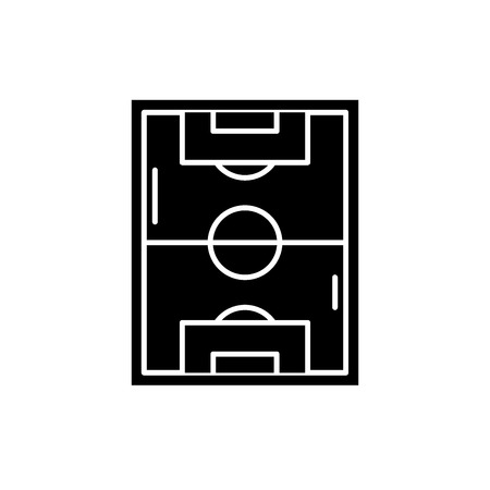 Football field black icon, concept vector sign on isolated background. Football field illustration, symbolのイラスト素材