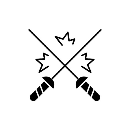 Fencing black icon, concept vector sign on isolated background. Fencing illustration, symbolのイラスト素材