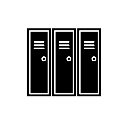 Sports wardrobe black icon, concept vector sign on isolated background. Sports wardrobe illustration, symbolのイラスト素材