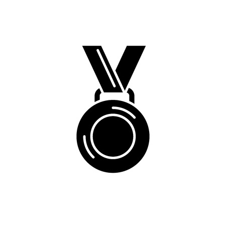 Medal winner black icon, concept vector sign on isolated background. Medal winner illustration, symbolのイラスト素材