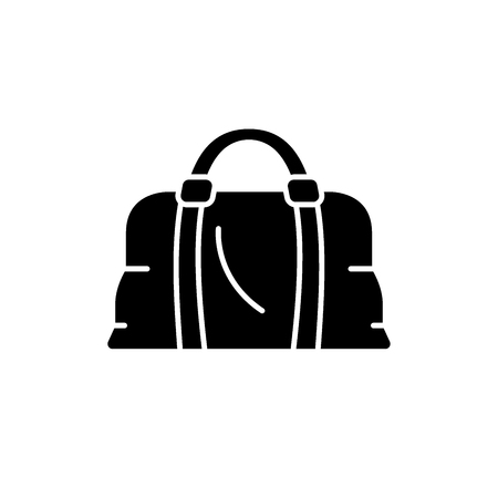 Leather bag black icon, concept vector sign on isolated background. Leather bag illustration, symbolのイラスト素材