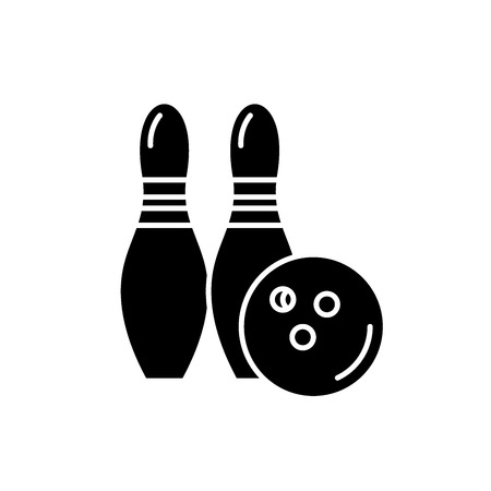 Bowling black icon, concept vector sign on isolated background. Bowling illustration, symbolのイラスト素材