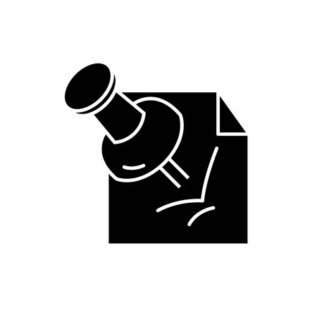 Office pin black icon, concept vector sign on isolated background. Office pin illustration, symbolのイラスト素材