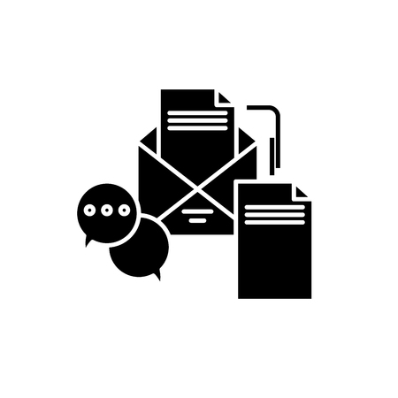 Business messages black icon, concept vector sign on isolated background. Business messages illustration, symbolのイラスト素材