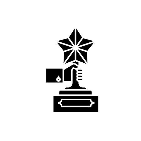 Achievement award black icon, concept vector sign on isolated background. Achievement award illustration, symbolのイラスト素材