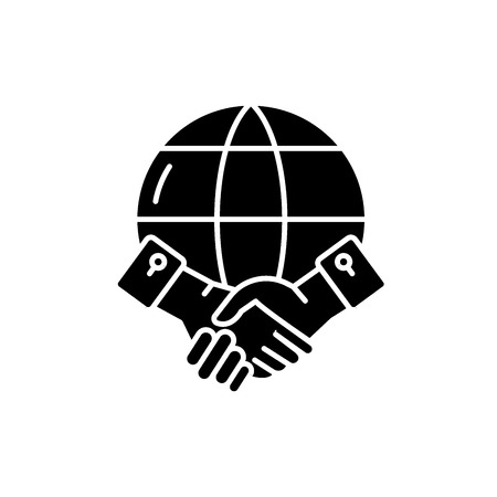 Global partnership black icon, concept vector sign on isolated background. Global partnership illustration, symbolのイラスト素材