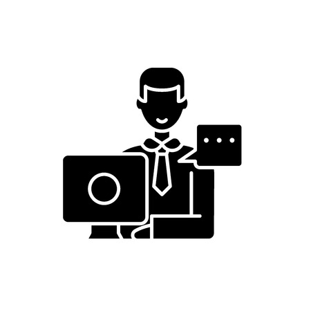 Operational meeting black icon, concept vector sign on isolated background. Operational meeting illustration, symbolのイラスト素材