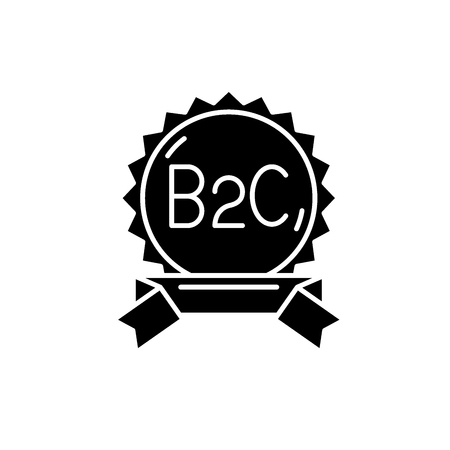 B2c black icon, concept vector sign on isolated background. B2c illustration, symbolのイラスト素材