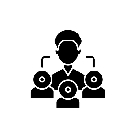 Referral marketing black icon, concept vector sign on isolated background. Referral marketing illustration, symbolのイラスト素材