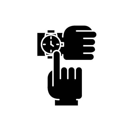 Working hours black icon, concept vector sign on isolated background. Working hours illustration, symbolのイラスト素材