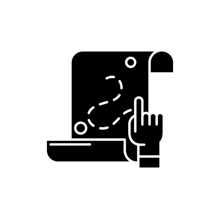 Treasure map black icon, concept vector sign on isolated background. Treasure map illustration, symbolのイラスト素材