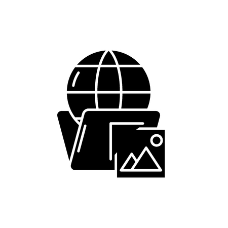 Global cases black icon, concept vector sign on isolated background. Global cases illustration, symbolのイラスト素材