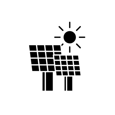 Solar power black icon, concept vector sign on isolated background. Solar power illustration, symbolのイラスト素材