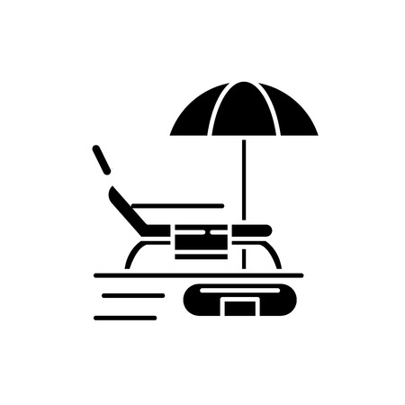 Summer rest black icon, concept vector sign on isolated background. Summer rest illustration, symbolのイラスト素材