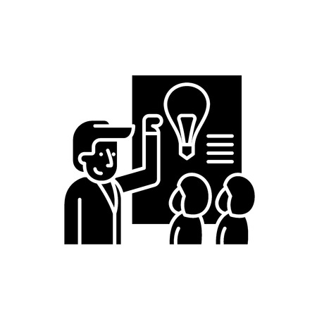 Idea presentation black icon, concept vector sign on isolated background. Idea presentation illustration, symbolのイラスト素材